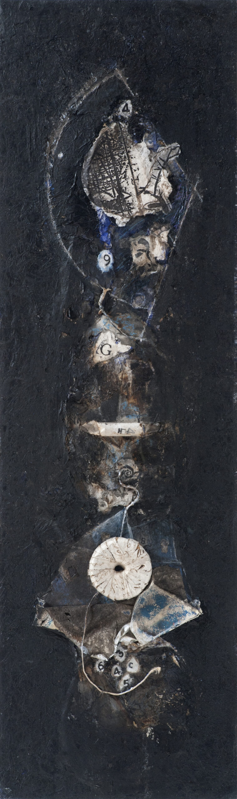 <i>Pendolo del tempo</i>, 1996<br />Polimaterico su legno, cm 70 x 21