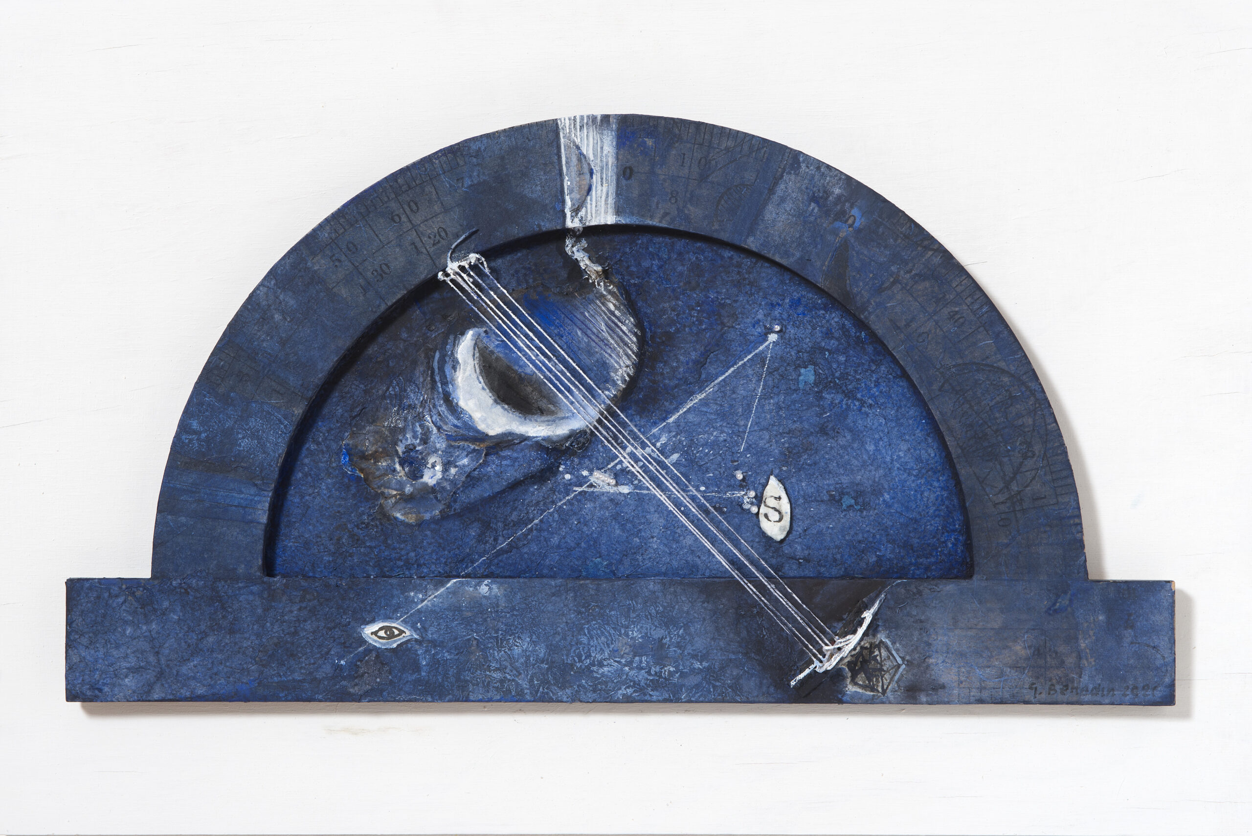 <i>Goniometro</i>, 2021<br />Polimaterico su legno, cm 40 x 60